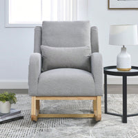 27.5"W Modern Accent High Back Living Room Casual Armchair Rocker With One Lumbar Pillow, Two Side Pockets