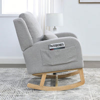 27.5"W Modern Accent High Back Living Room Casual Armchair Rocker With One Lumbar Pillow, Two Side Pockets