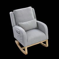 27.5"W Modern Accent High Back Living Room Casual Armchair Rocker With One Lumbar Pillow, Two Side Pockets