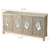 4-Door Cabinet With Mirrored Decorative Doors,For Bedroom,Living Room,Office,Easy Assembly