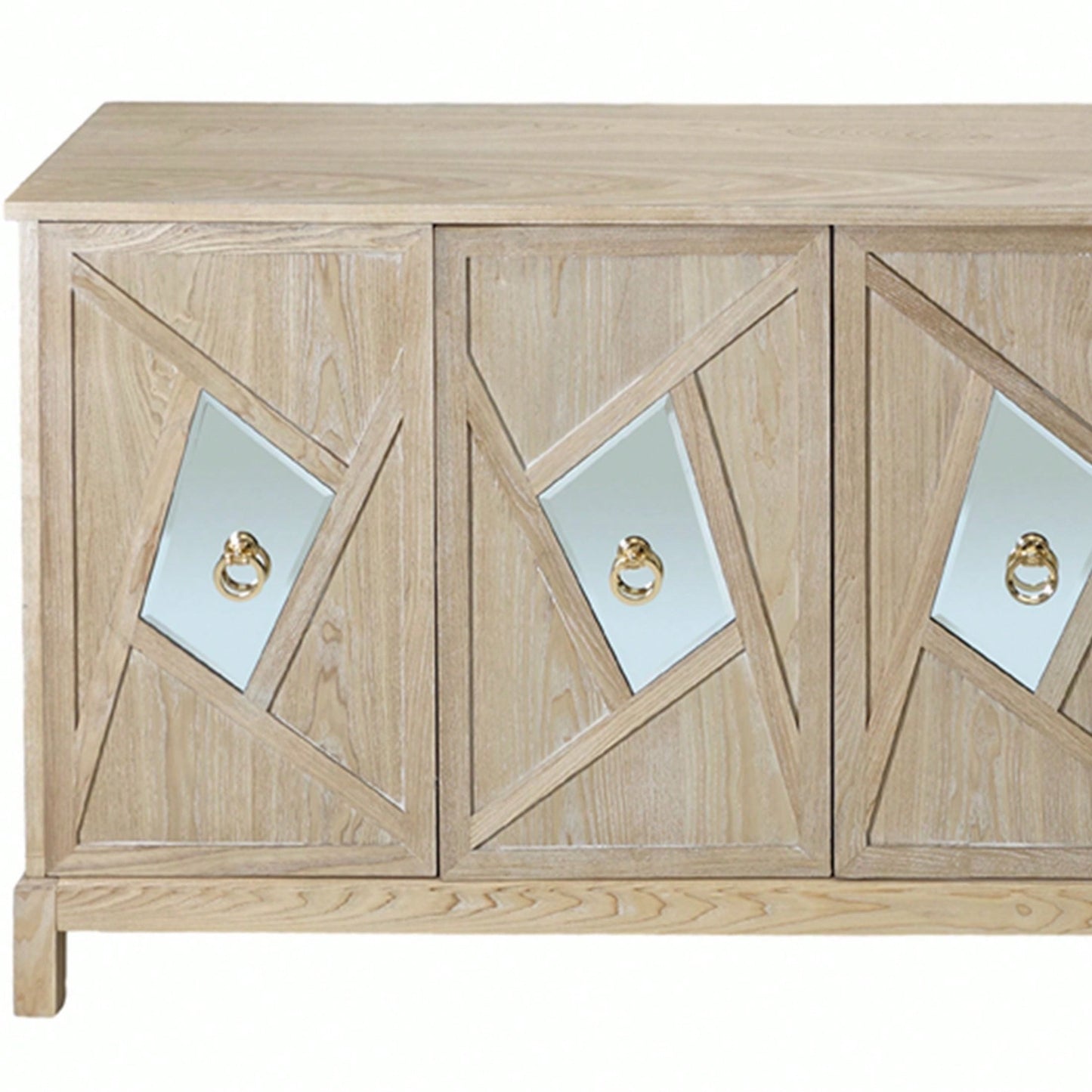 4-Door Cabinet With Mirrored Decorative Doors,For Bedroom,Living Room,Office,Easy Assembly