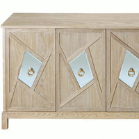 4-Door Cabinet With Mirrored Decorative Doors,For Bedroom,Living Room,Office,Easy Assembly