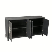 4-Door Cabinet With Mirrored Decorative Doors,For Bedroom,Living Room,Office,Easy Assembly