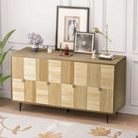 4-Door Cabinet With Carved Effect Decoration Doors,For Bedroom,Living Room,Office,Easy Assembly