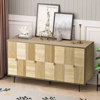 4-Door Cabinet With Carved Effect Decoration Doors,For Bedroom,Living Room,Office,Easy Assembly