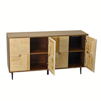 4-Door Cabinet With Carved Effect Decoration Doors,For Bedroom,Living Room,Office,Easy Assembly