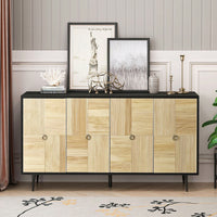 4-Door Cabinet With Carved Effect Decoration Doors,For Bedroom,Living Room,Office,Easy Assembly