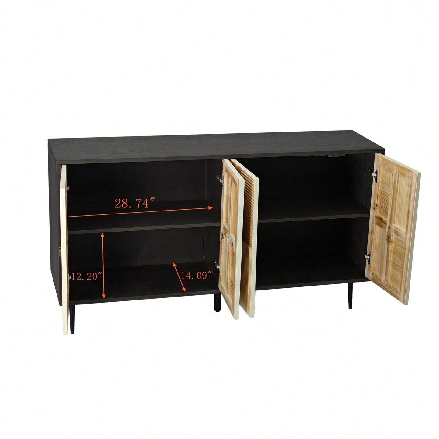 4-Door Cabinet With Carved Effect Decoration Doors,For Bedroom,Living Room,Office,Easy Assembly