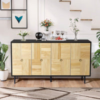 4-Door Cabinet With Carved Effect Decoration Doors,For Bedroom,Living Room,Office,Easy Assembly