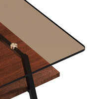 Rectangle Coffee Table, Tempered Glass Tabletop With  Metal Legs, Modern Table For Living Room