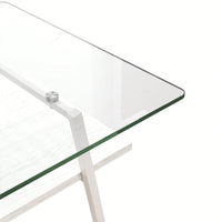 Rectangle Coffee Table, Tempered Glass Tabletop With  Metal Legs, Modern Table For Living Room