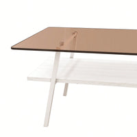 Rectangle Coffee Table, Tempered Glass Tabletop With  Metal Legs, Modern Table For Living Room