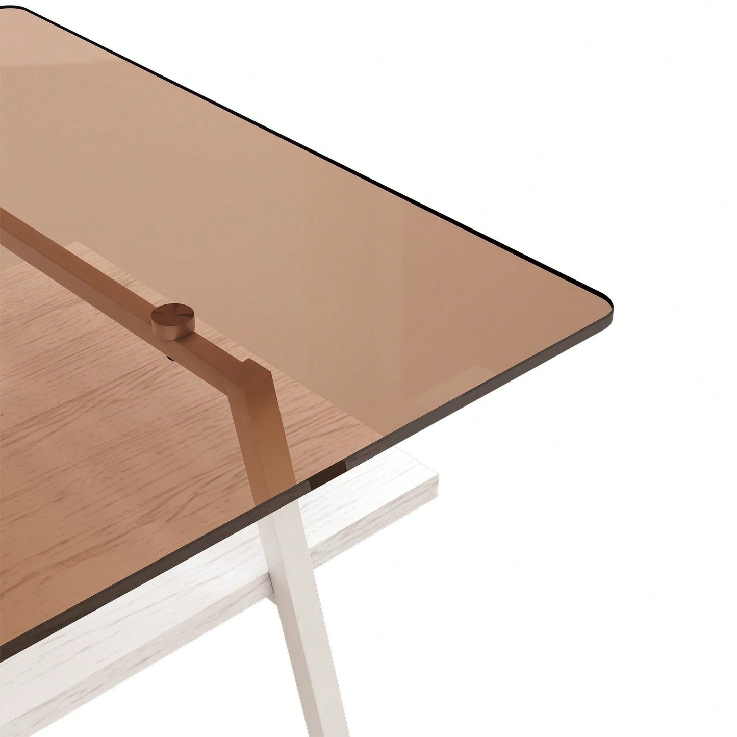 Rectangle Coffee Table, Tempered Glass Tabletop With  Metal Legs, Modern Table For Living Room