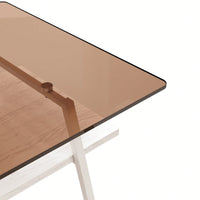 Rectangle Coffee Table, Tempered Glass Tabletop With  Metal Legs, Modern Table For Living Room