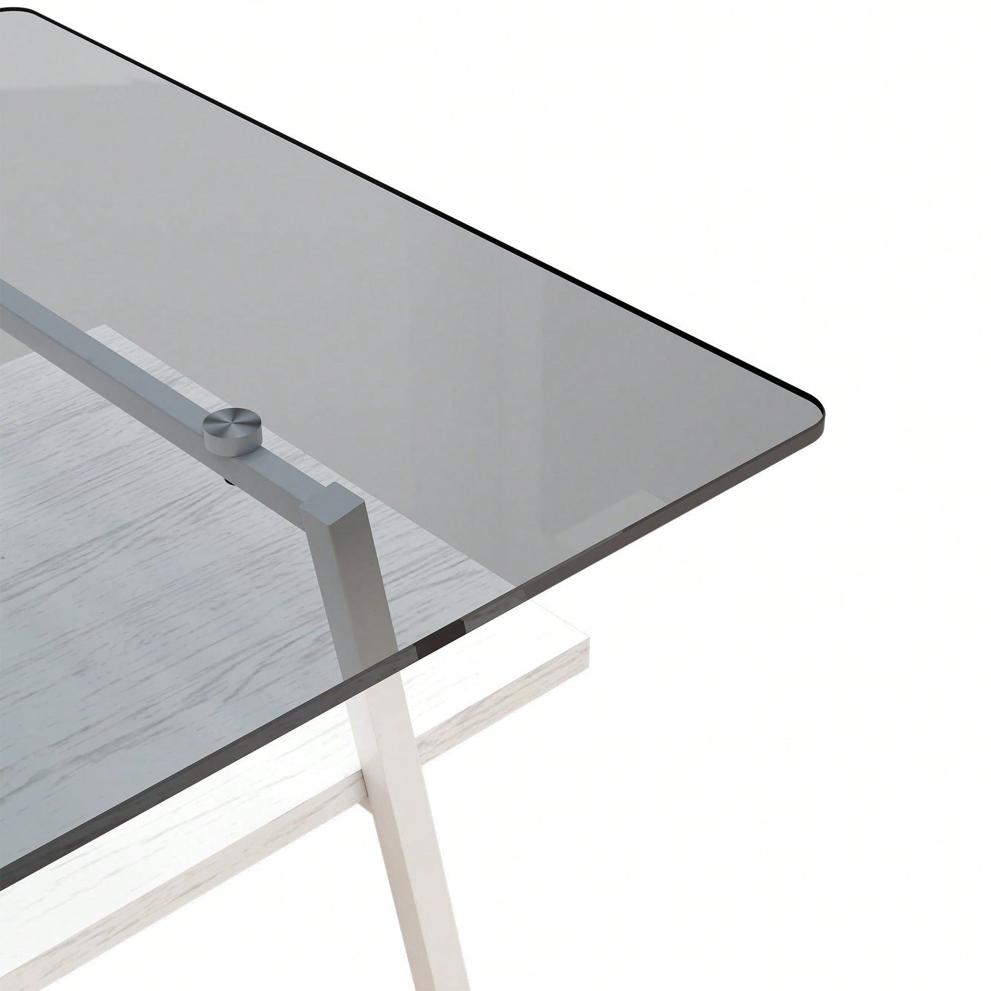 Rectangle Coffee Table, Tempered Glass Tabletop With  Metal Legs, Modern Table For Living Room