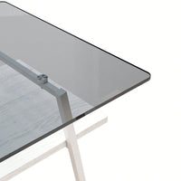 Rectangle Coffee Table, Tempered Glass Tabletop With  Metal Legs, Modern Table For Living Room