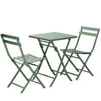 3 Piece Patio Bistro Set Of Foldable Square Table And Chairs