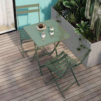 3 Piece Patio Bistro Set Of Foldable Square Table And Chairs