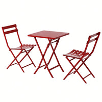 3 Piece Patio Bistro Set Of Foldable Square Table And Chairs