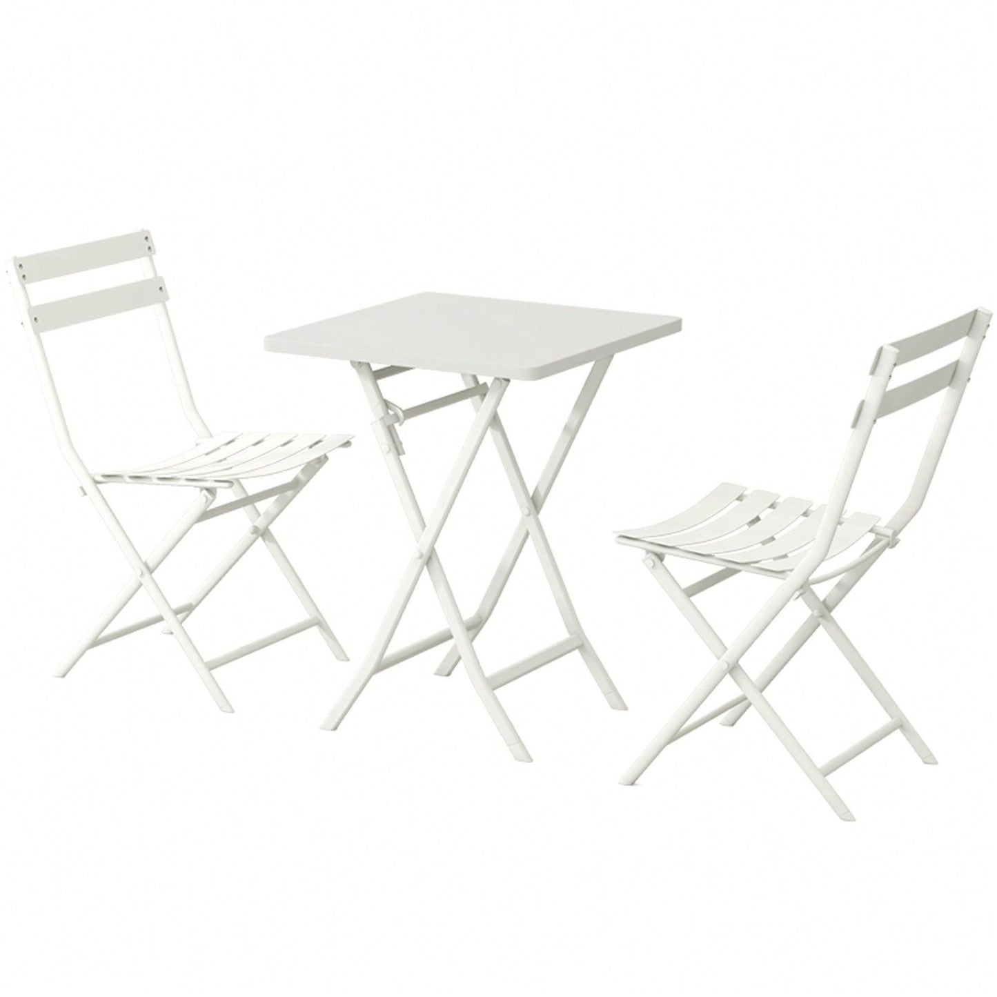 3 Piece Patio Bistro Set Of Foldable Square Table And Chairs