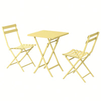 3 Piece Patio Bistro Set Of Foldable Square Table And Chairs