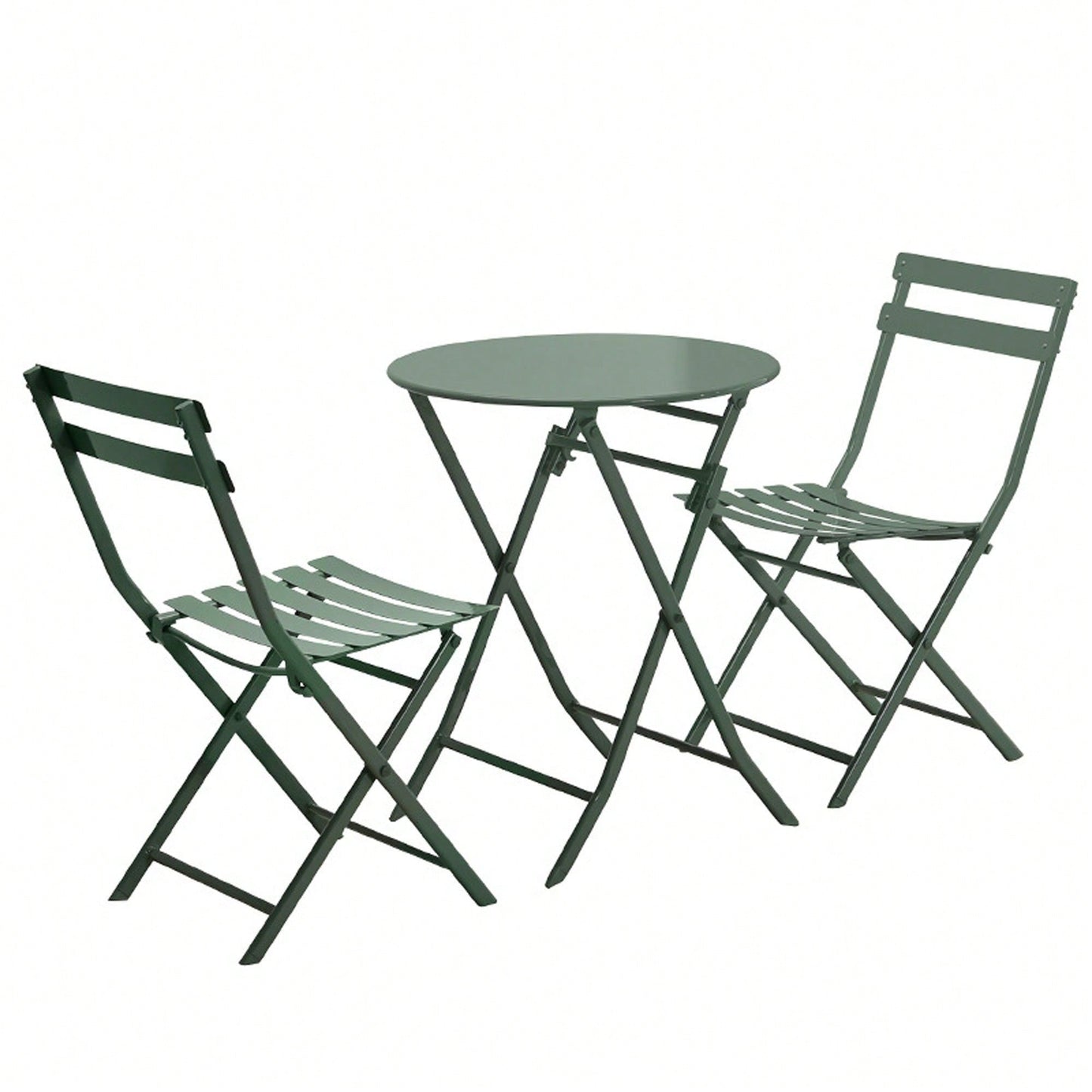 3 Piece Patio Bistro Set Of Foldable Round Table And Chairs