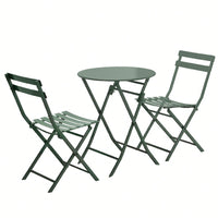 3 Piece Patio Bistro Set Of Foldable Round Table And Chairs