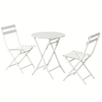 3 Piece Patio Bistro Set Of Foldable Round Table And Chairs