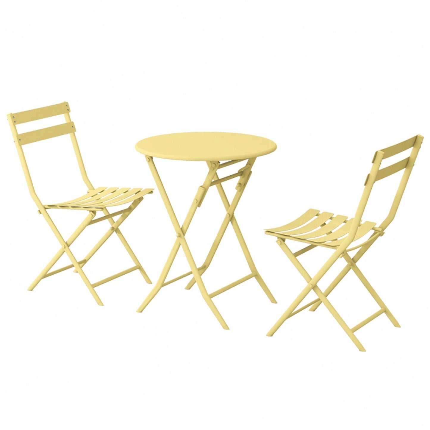 3 Piece Patio Bistro Set Of Foldable Round Table And Chairs