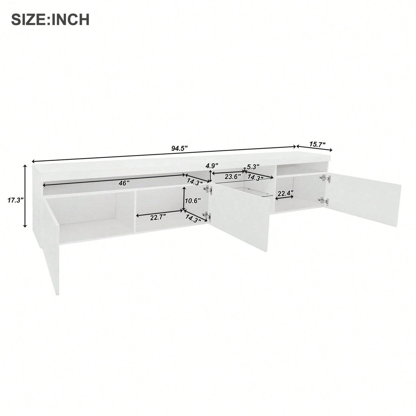 Spacious TV Stand with 2 Glass Shelves and LED Lights for TVs Up to 100 Inches Ideal Media Console for Living Room