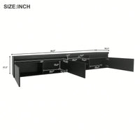 Spacious TV Stand with 2 Glass Shelves and LED Lights for TVs Up to 100 Inches Ideal Media Console for Living Room