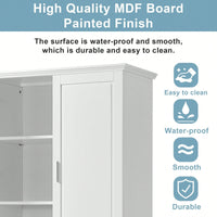 Tall Bathroom Storage Cabinet, Cabinet With Two Doors And Drawers, Adjustable Shelf, MDF Board, White
