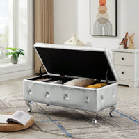 Stylish Flip Top Storage Bench with Padded Seat for Entryway Living Room Bedroom Supports 250 Lb