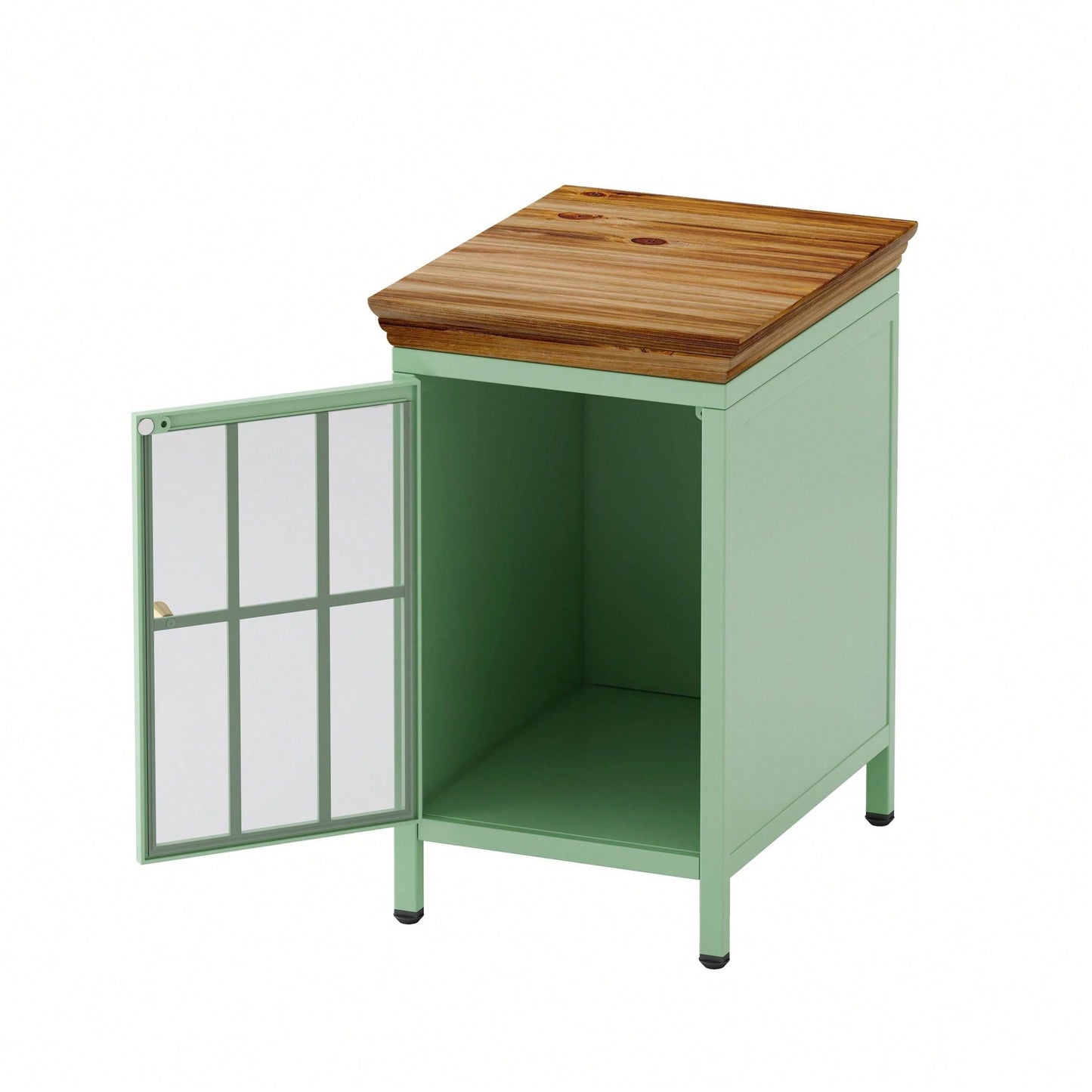 Nightstand With Storage Cabinet & Solid Wood Tabletop, Bedside Table, Sofa Side Coffee Table For Bedroom, Living Room