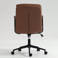 Ergonomic PU Leather Mid Back Rolling Task Chair with Arms and 40° Recline for Home Office