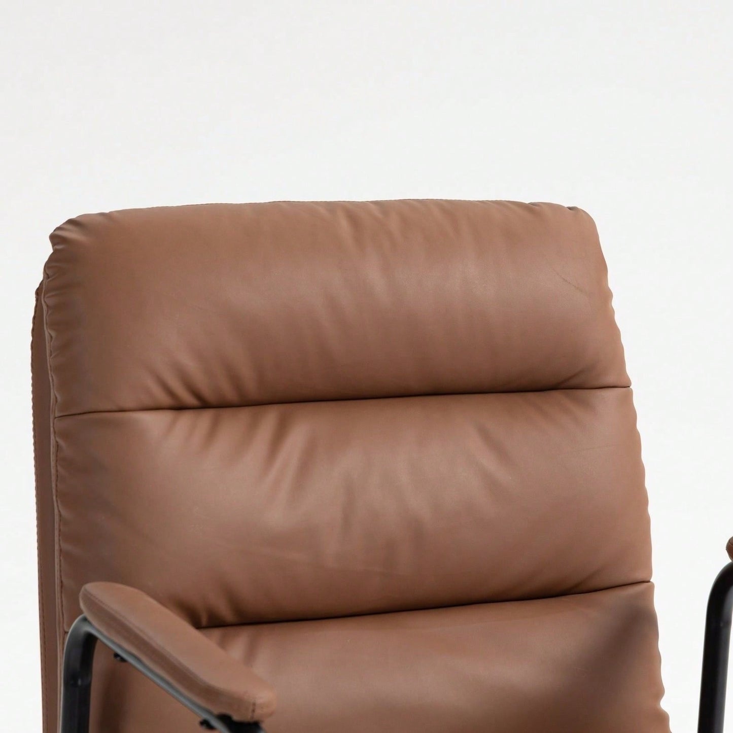 Ergonomic PU Leather Mid Back Rolling Task Chair with Arms and 40° Recline for Home Office