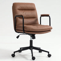 Ergonomic PU Leather Mid Back Rolling Task Chair with Arms and 40° Recline for Home Office