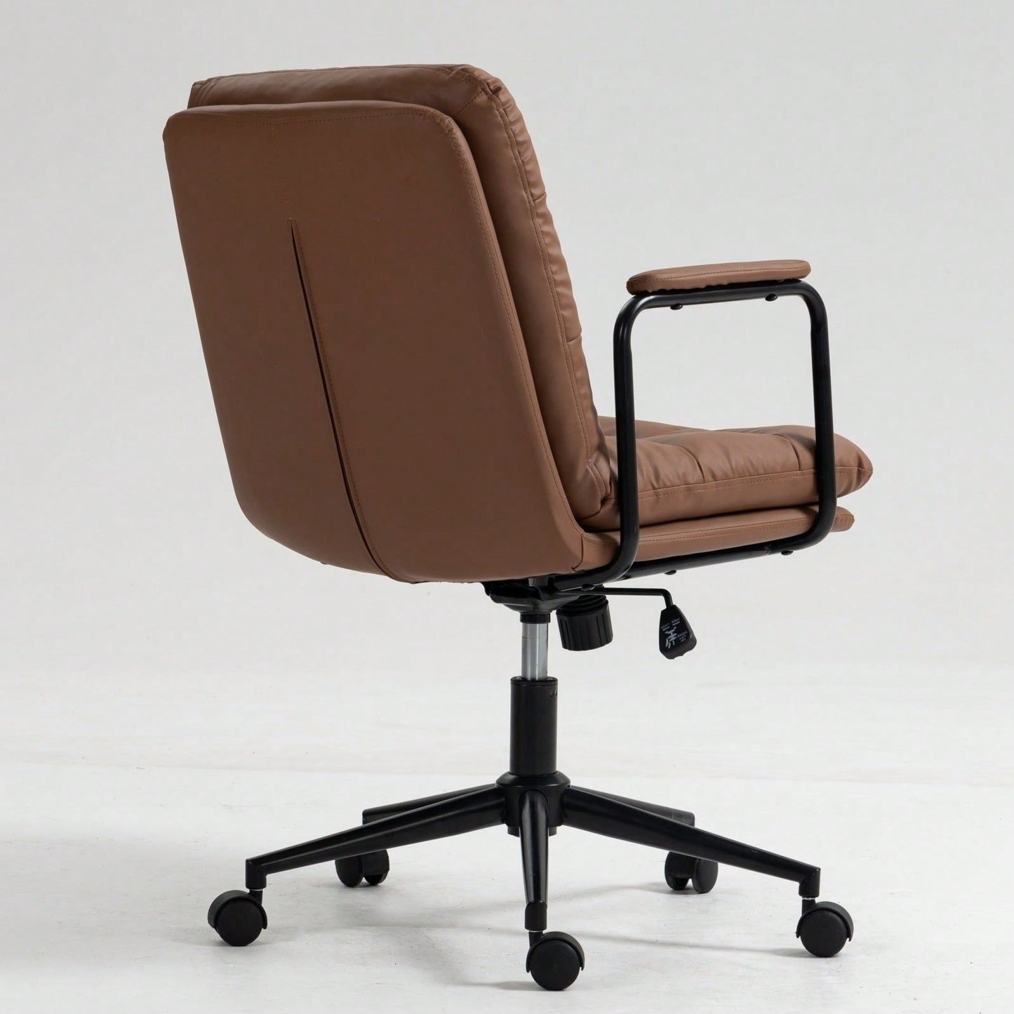 Ergonomic PU Leather Mid Back Rolling Task Chair with Arms and 40° Recline for Home Office