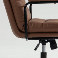 Ergonomic PU Leather Mid Back Rolling Task Chair with Arms and 40° Recline for Home Office