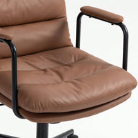 Ergonomic PU Leather Mid Back Rolling Task Chair with Arms and 40° Recline for Home Office