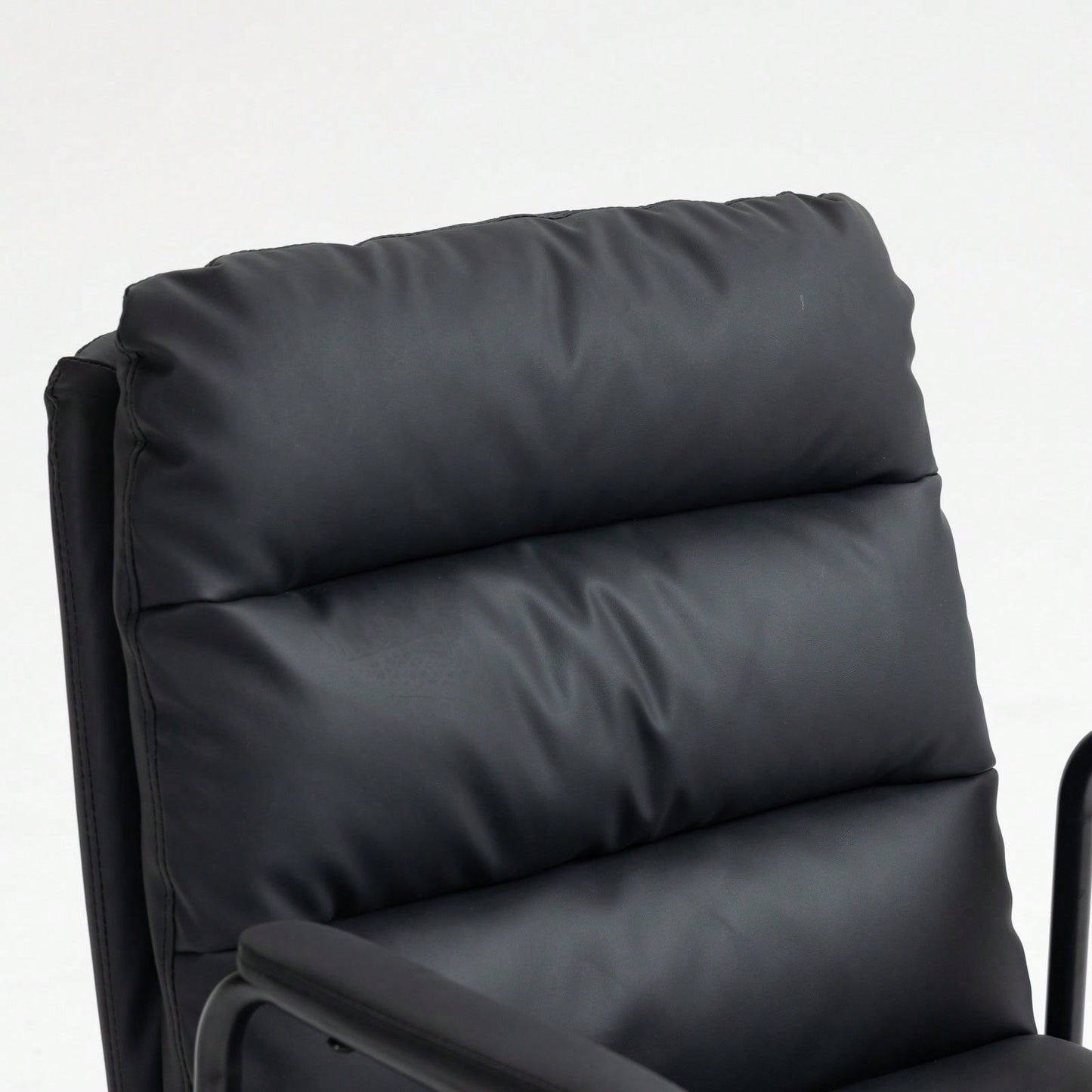 Ergonomic PU Leather Mid Back Rolling Task Chair with Arms and 40° Recline for Home Office