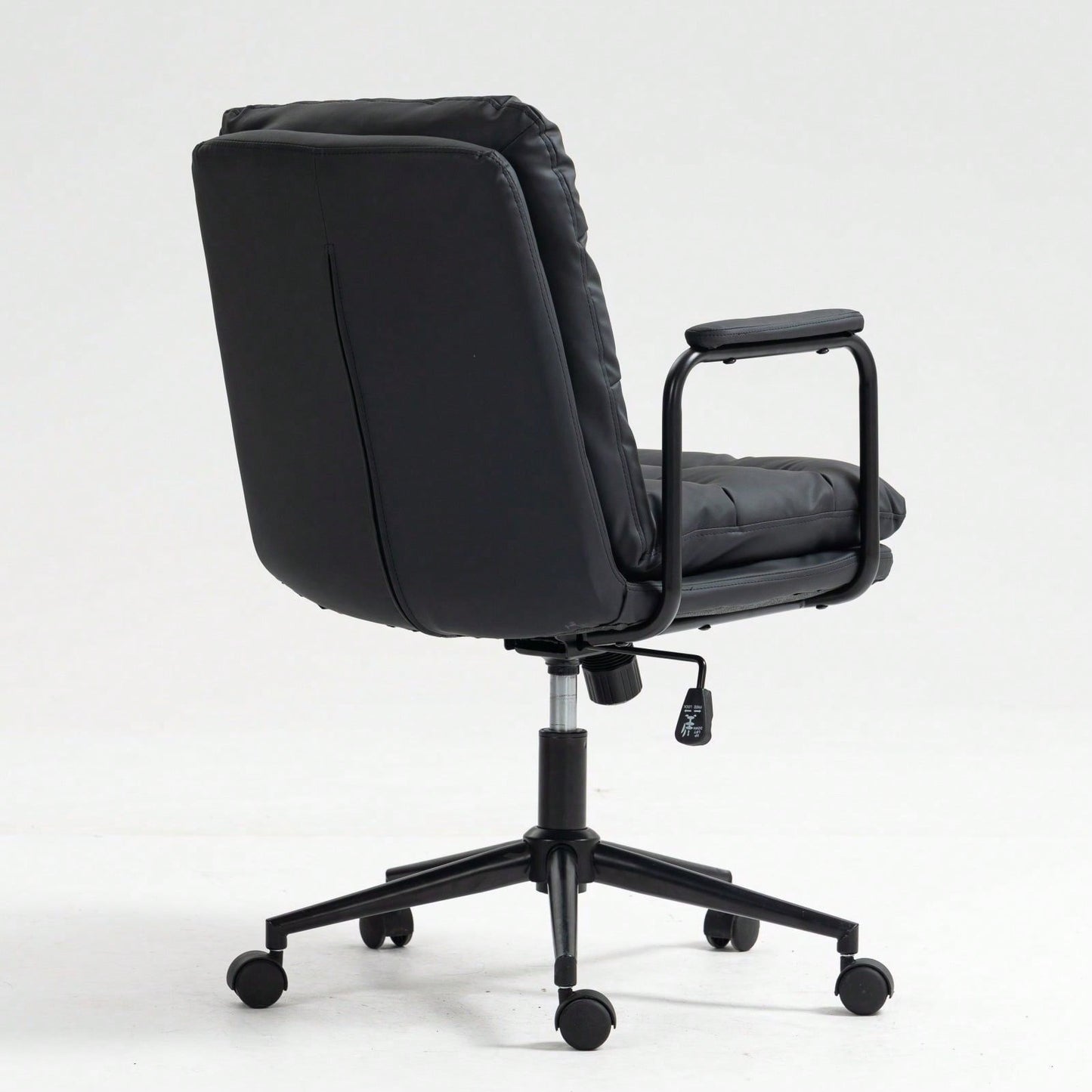 Ergonomic PU Leather Mid Back Rolling Task Chair with Arms and 40° Recline for Home Office