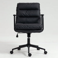 Ergonomic PU Leather Mid Back Rolling Task Chair with Arms and 40° Recline for Home Office