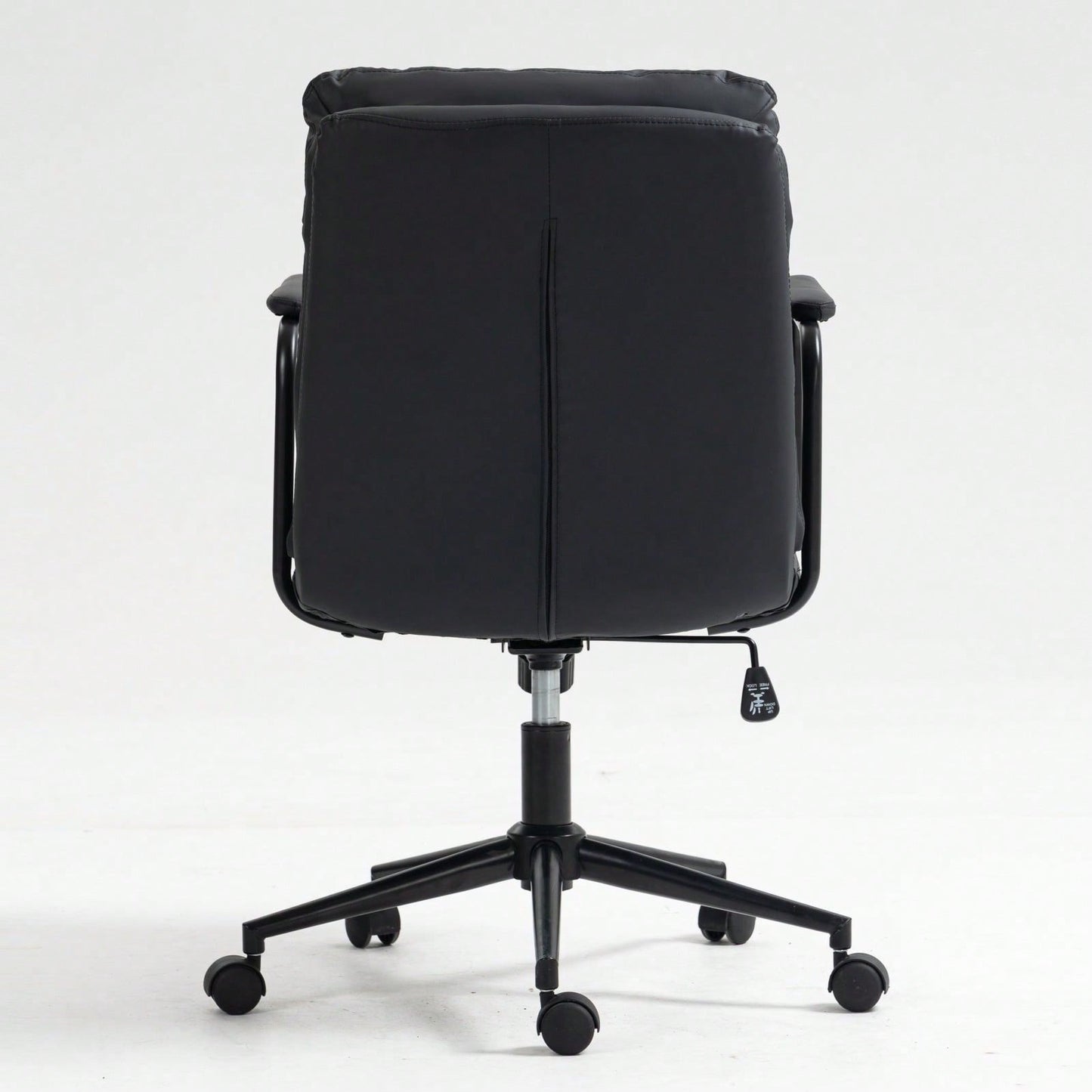 Ergonomic PU Leather Mid Back Rolling Task Chair with Arms and 40° Recline for Home Office