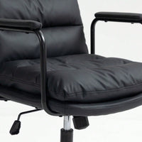 Ergonomic PU Leather Mid Back Rolling Task Chair with Arms and 40° Recline for Home Office