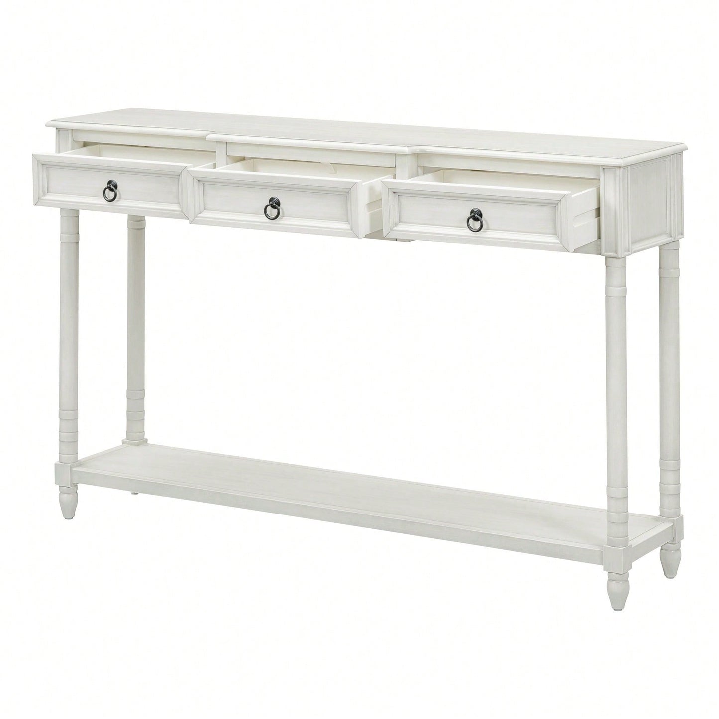 Console Table Sofa Table With Drawers For Entryway With Projecting Drawers And Long Shelf