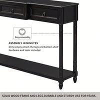 Console Table Sofa Table With Drawers For Entryway With Projecting Drawers And Long Shelf