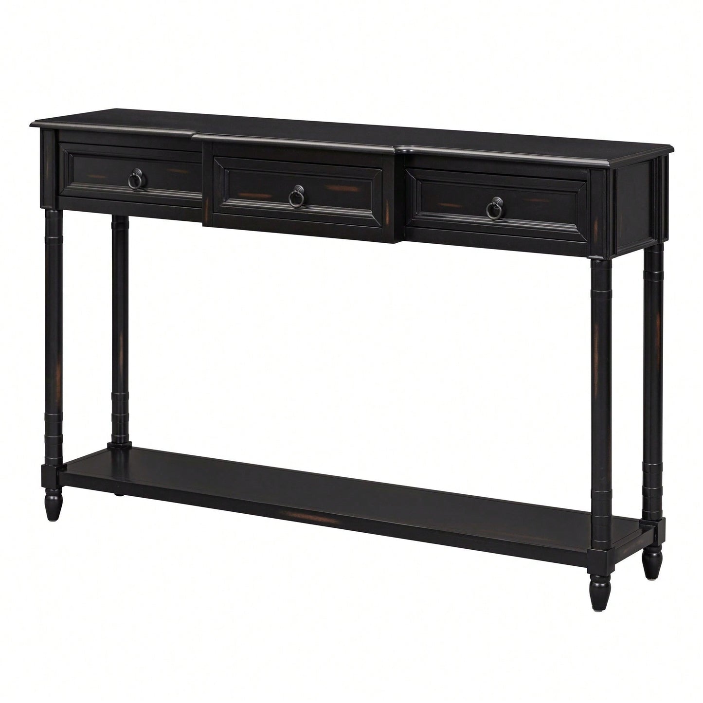 Console Table Sofa Table With Drawers For Entryway With Projecting Drawers And Long Shelf