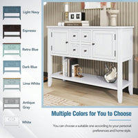 Ample Storage Vintage Console Table With Four Small Drawers And Bottom Shelf For Living Rooms, Entrances And Kitchens