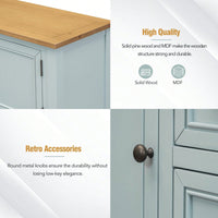 Ample Storage Vintage Console Table With Four Small Drawers And Bottom Shelf For Living Rooms, Entrances And Kitchens